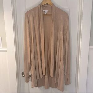 Athleta Pranayama Restore Wrap Open Front Drape Cardigan Large Heather Tan